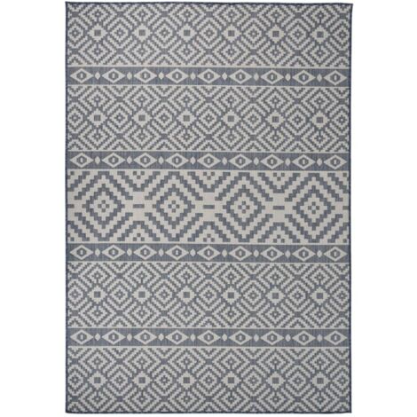 vidaXL Tappeto da Esterni a Tessitura Piatta 160x230 cm Strisce Blu