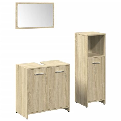 vidaXL Set Mobili da Bagno 3 pz Rovere Sonoma in Legno Multistrato