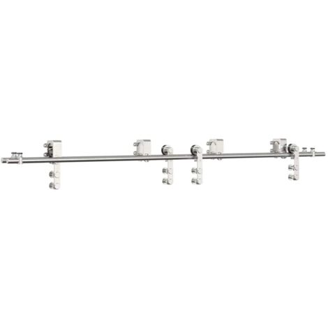 vidaXL Kit Binari Porta Scorrevole 200 cm Acciaio Inossidabile Argento (1/5)