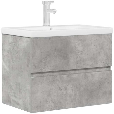 vidaXL Set Mobili da Bagno 2 pz Grigio Cemento in Legno Multistrato (1/5)
