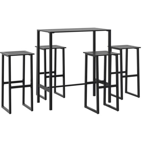 Set Bar da Giardino 5pz Nero in Acciaio Verniciato a Polvere vidaXL