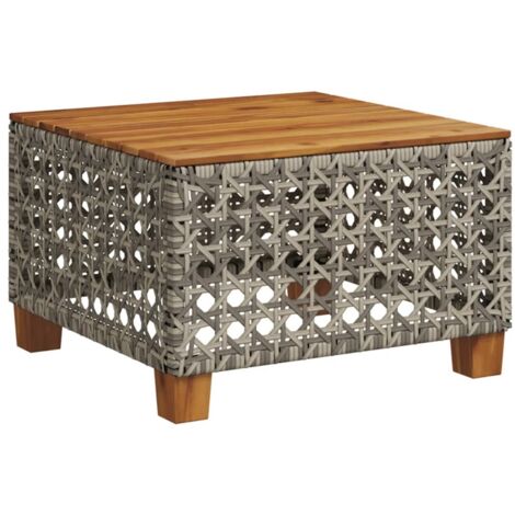 vidaXL Tavolo da Giardino Grigio 55x55x36 cm Polyrattan e Legno (1/5)