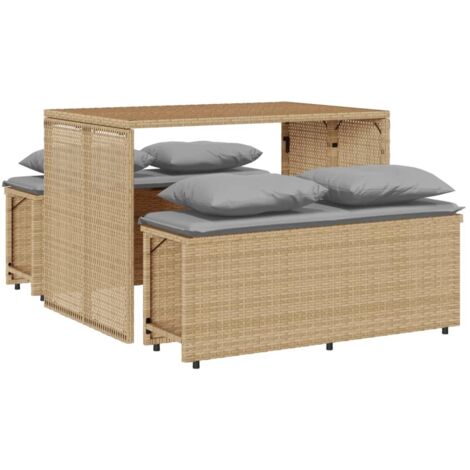 vidaXL Set da Pranzo da Giardino 3 pz con Cuscini Beige in Polyrattan