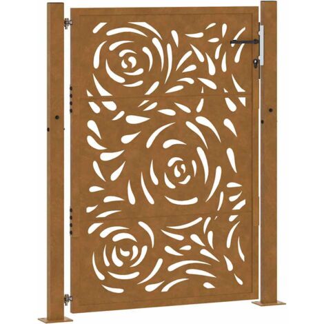 vidaXL Cancello da giardino 105x130 cm in acciaio corten con design a fiamma