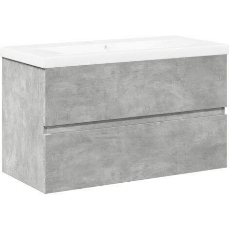 vidaXL Set Mobili da Bagno 2 pz Grigio Cemento in Legno Multistrato