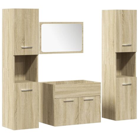 vidaXL Set Mobili da Bagno 4 pz Rovere Sonoma in Legno