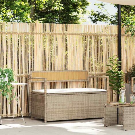 Panca Portaoggetti da Giardino con Cuscino Beige in Polyrattan vidaXL