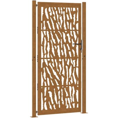 vidaXL Cancello da giardino 105x205 cm in acciaio corten con design a traccia