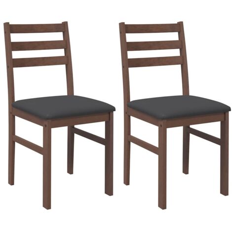 vidaXL Sedie da Pranzo con Cuscini 2pz Marrone Legno Massello di