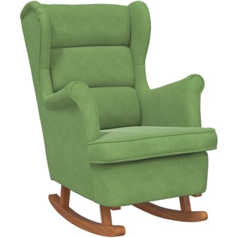 vidaXL Sedia a dondolo con schienale alto in velluto verde chiaro