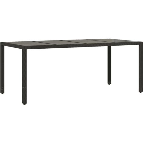 vidaXL Tavolo da Giardino Piano in Vetro Nero 190x90x75 cm (1/5)