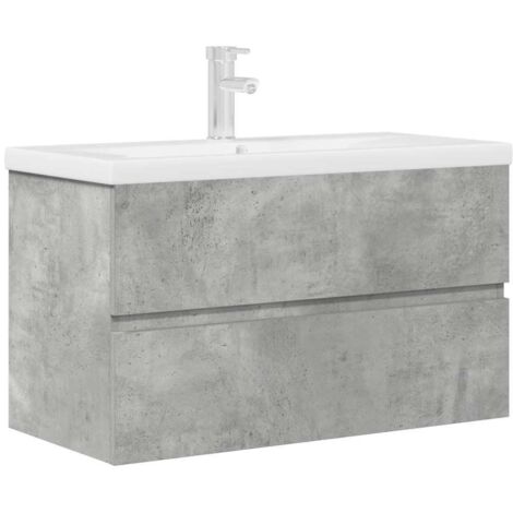 vidaXL Set Mobili da Bagno 2 pz Grigio Cemento in Legno Multistrato