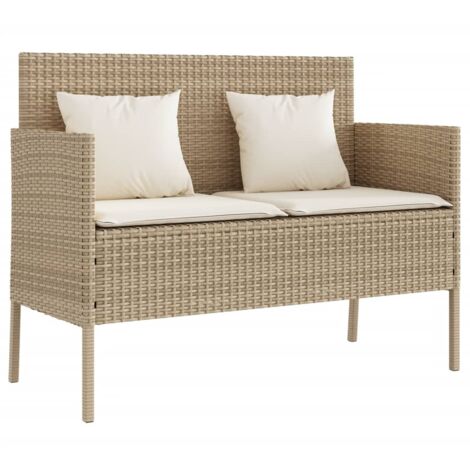 vidaXL Panca da Giardino con Cuscini Beige in Polyrattan (1/5)