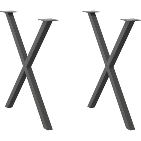 vidaXL Gambe per tavolo da pranzo a forma di X 2 pz Antracite 70x(72-73) cm Acciaio