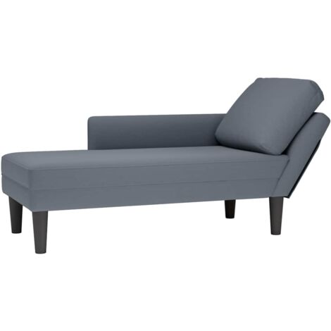 vidaXL Sdraio con Cuscino e Bracciolo Destro in Velluto Grigio Scuro