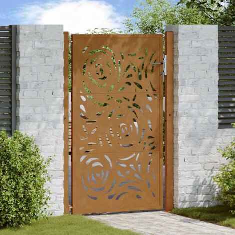 vidaXL Cancello da giardino 105x155 cm in acciaio corten con design a fiamma