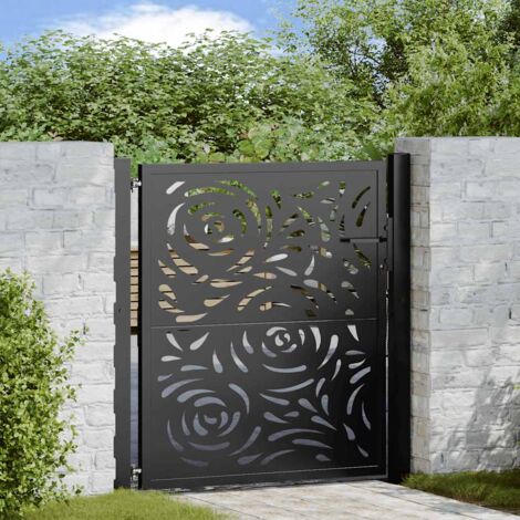 vidaXL Cancello Giardino Nero 105x106 cm in Acciaio Design a Fiamma
