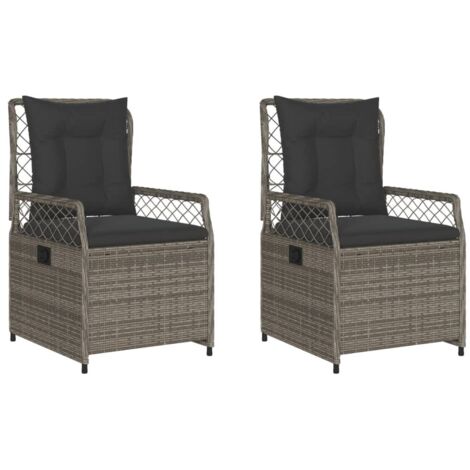 vidaXL Sedie da Giardino Reclinabili 2 pz Grigio Polyrattan