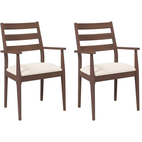 vidaXL Sedie da Pranzo con Cuscini 2pz Marrone Legno Massello di (1/5)