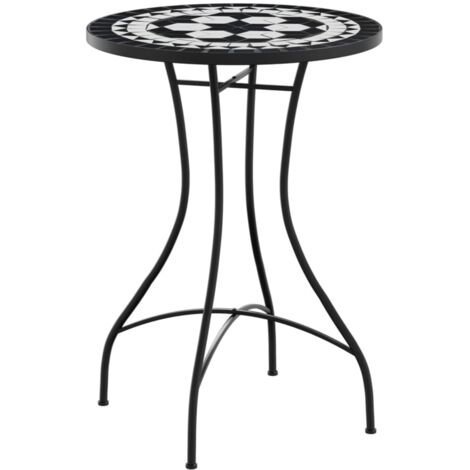 vidaXL Tavolino da Bistrot con Mosaico Nero e Bianco Ø50x70cm Ceramica