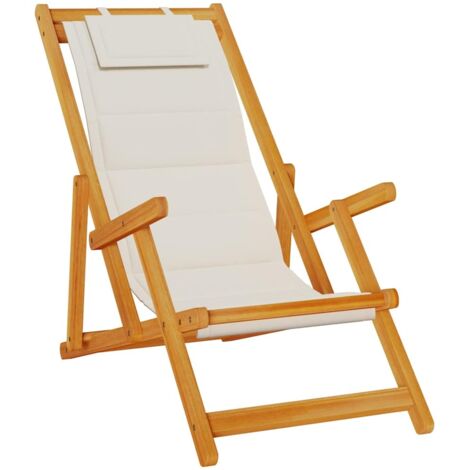 vidaXL Sedia da Spiaggia Pieghevole Braccioli Legno Acacia&Textilene