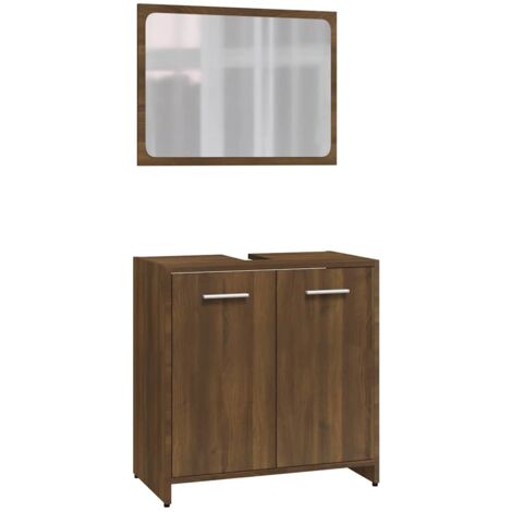 vidaXL Set Mobili da Bagno Rovere Marrone in Legno Multistrato