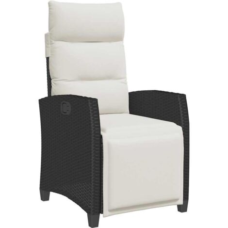 vidaXL Sedia Reclinabile da Giardino con Tavolino Nera Polyrattan