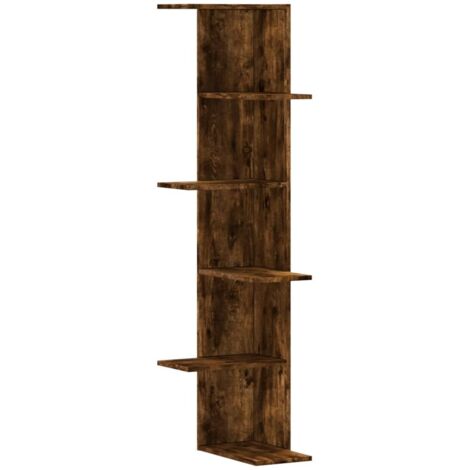 vidaXL Scaffale Angolare Muro Rovere Fumo 36,5x36,5x140cm Multistrato