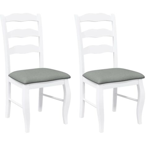 vidaXL Sedie da Pranzo con Cuscini 2 pz Bianco Legno Massello di Hevea