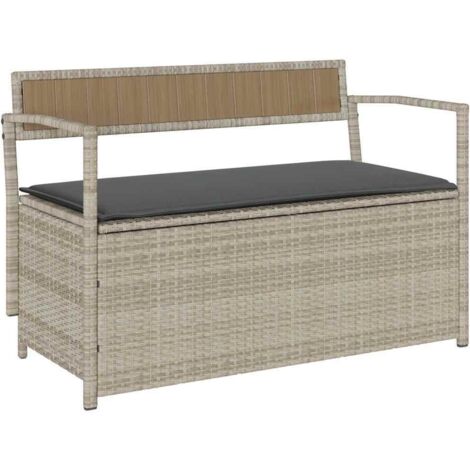 vidaXL Panca Portaoggetti da Giardino con Cuscino in Polyrattan