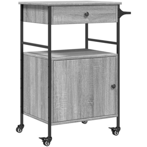vidaXL Carrello da Cucina Grigio Sonoma 56x43x89,5cm Legno Multistrato