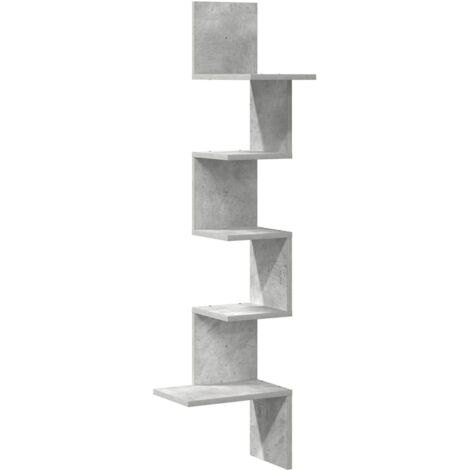 vidaXL Scaffale Angolare a Muro Grigio Cemento 32x32x127,5 cm