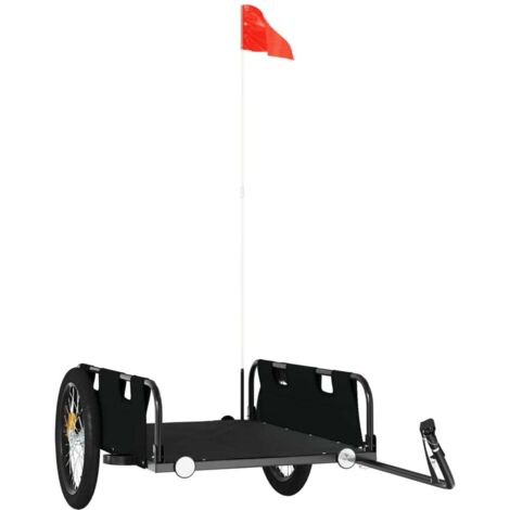 vidaXL Rimorchio da Bici Nero Oxford e Ferro
