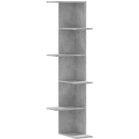 vidaXL Scaffale Angolare Muro Grigio Cemento 36,5x36,5x140 cm Legno