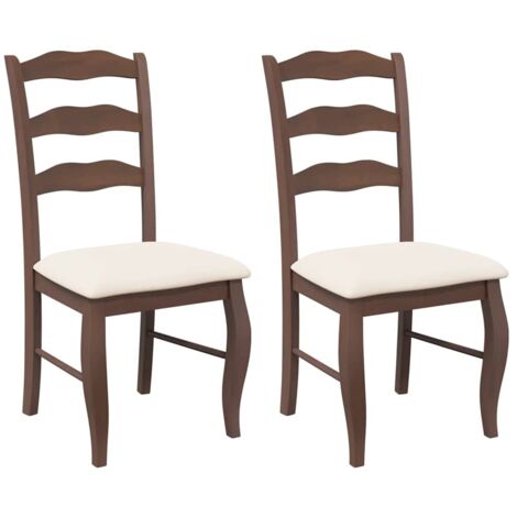 vidaXL Sedie da Pranzo con Cuscini 2pz Marrone Legno Massello di Hevea