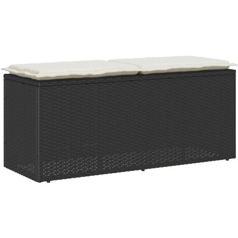 vidaXL Panca da Giardino con Cuscino Nera 110x40x44 cm in Polyrattan