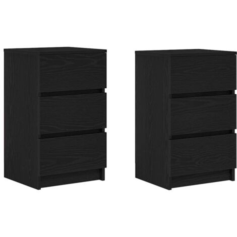 vidaXL Comodini con 3 Cassetti 2 pz Nero 39x35x65 cm