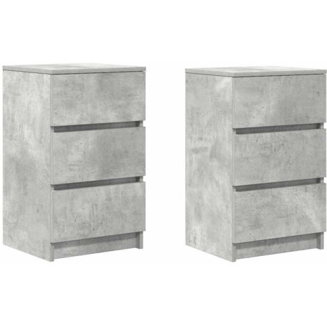 vidaXL Comodini con 3 Cassetti 2 pz Grigio Cemento 39x35x65 cm