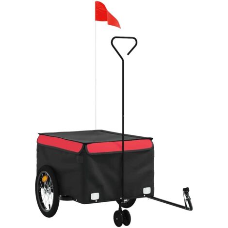 vidaXL Rimorchio da Bici Nero e Rosso 45 kg in Ferro