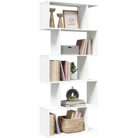 vidaXL Libreria divisoria per ambienti a 5 ripiani bianca 70x24x161 cm in legno ingegnerizzato (1/6)