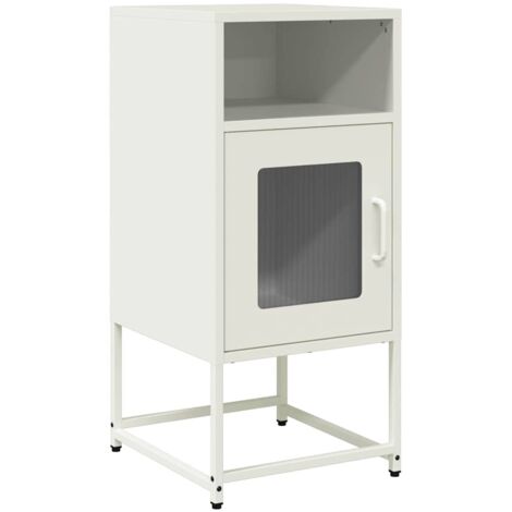 vidaXL Comodino Bianco 36x39x78 cm in Acciaio Laminato a Freddo (1/5)