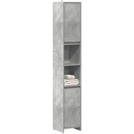 vidaXL Mobile da Bagno Grigio Cemento 30x30x183,5 cm Legno Multistrato