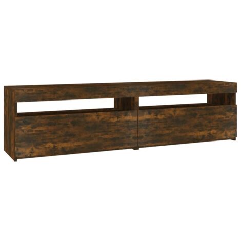 vidaXL Mobile Porta TV con Luci LED 2pz Rovere Fumo 75x35x40 cm