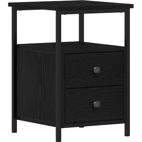 vidaXL Comodino Rovere Nero 34x35,5x50 cm in Legno Multistrato