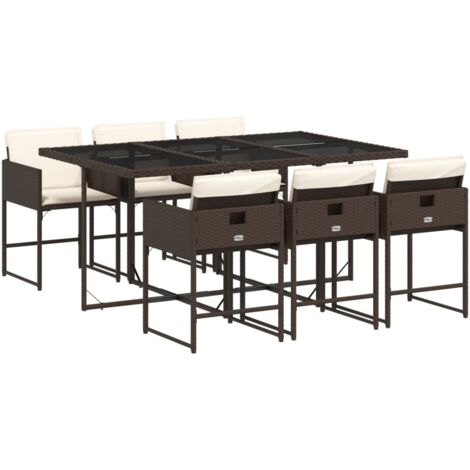 vidaXL Set da Pranzo da Giardino 7pz con Cuscini in Polyrattan Marrone