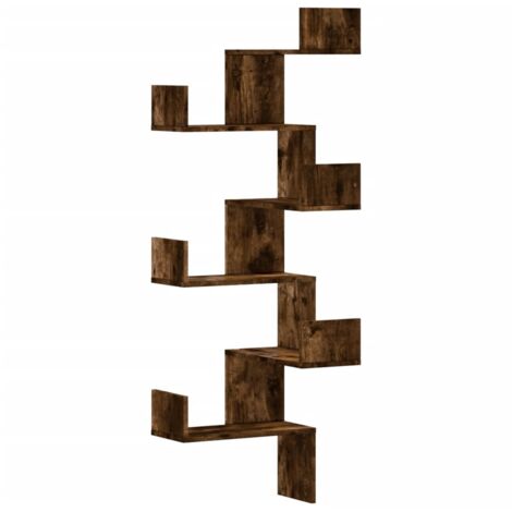 vidaXL Scaffale Angolare a Muro Rovere Fumo 45x45x147 cm Multistrato