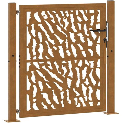 vidaXL Cancello da giardino 105x105 cm in acciaio corten con design a traccia