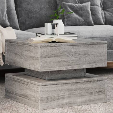 vidaXL Tavolino da Salotto con Luci LED Grigio Sonoma 50x50x40 cm