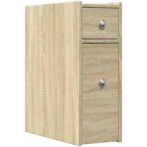 vidaXL Armadietto da Bagno Stretto con Ruote Rovere Sonoma Truciolato