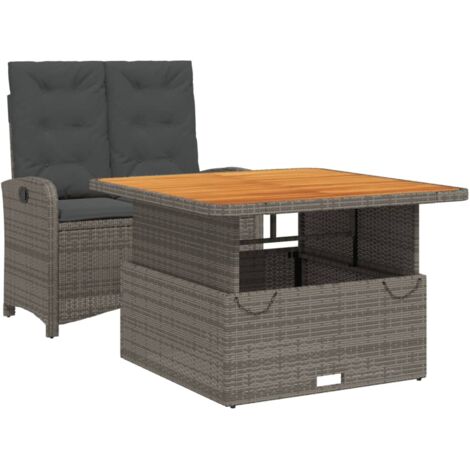 vidaXL Set da Pranzo da Giardino 2 pz con Cuscini in Polyrattan Grigio (1/5)